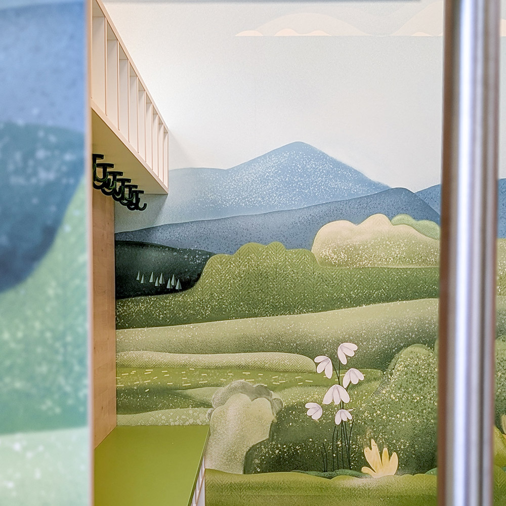 Tapetenbild in der Umkleide Schule